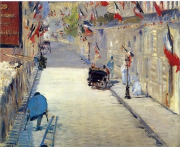  decor Canvas - Rue Mosnier decorated with Flags Eduard Manet
